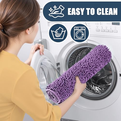 Bathroom Rugs Sets 3 Piece with Adjustable Toilet Seat Cover 19.5"x 18.5" Machine Washable Bath Rug Set with TPR Non Slip Rubber Backing Solid Bath Mat Set for Luxury Bathroom Decoration - color: Purple