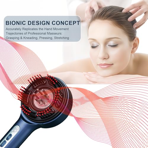 Rechargeable Scalp Massage Comb - Mimics Hand-like Kneading for Daily Hair Maintenance & Relaxation, Cordless with Oil Applicator for Men & Women - color: Blue