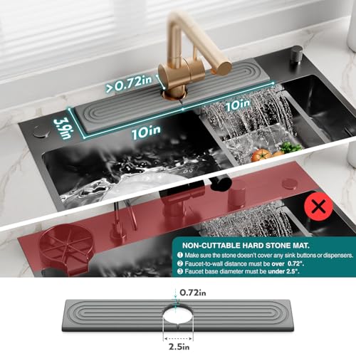 eormoe Faucet Mat for Kitchen Sink - Diatomaceous Earth Faucet Splash Guard, Fast Drying Sink Protector - Water Absorbing Stone for Bathroom Sink (Grey, 20'' x 3.9'') - color: Gray, size: 20" x 3.9"