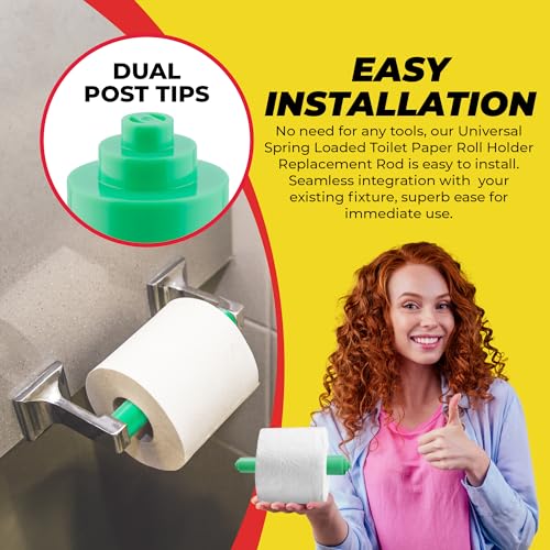 Qualihome Green Universal Plastic Spring Loaded Toilet Paper Roll Holder Replacement Rod, Green Toilet Paper Roll Replacement Rod - color: Green