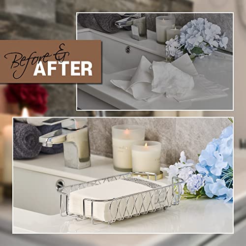 Guest Towel Holder Tray for Bathroom Countertop, Silver Metal | Guest Bathroom, Powder Room & Vanity Use - color: J - Silver Napkin Holder for Bathroom, size: Guest Towel Holder