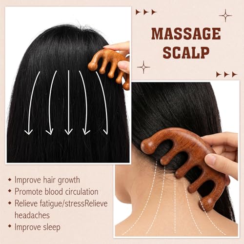 LemonRoad 12 Pack Wooden Scalp Massager Natural Sandalwood Wide Tooth Combs Wooden Head Scalp Massage Combs Bulk for Hair Growth Hair Care(Sea Lion&Classic&Antler) - style: Sea Lion&classic&antler