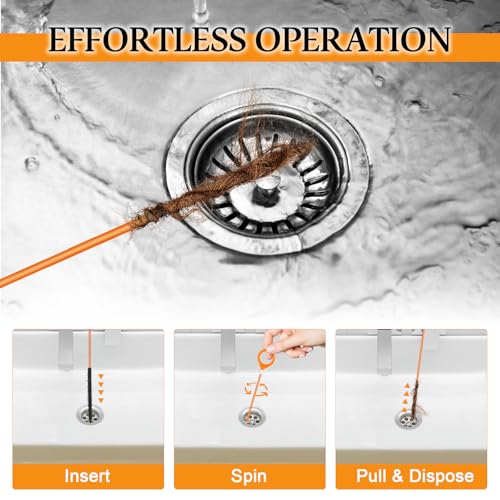 50 Inch Drain Snake Hair Drain Clog Remover for Tub Cleaning, 7PCS | for Cleaning Shower, Bath Tub, Bathroom Drains