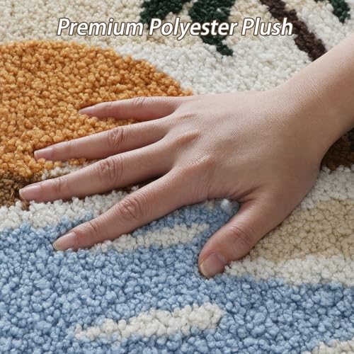 Bathroom Rug Mat, Desert Oasis Sunset Fluffy Rug with Cactus & Palm Tree, Ultra Absorbent Microfiber Shaggy Door Mat, Quick Dry Bath Rug Carpet for Toilet Bathtub Bedroom 20x31 Inch (Brown) - color: Green