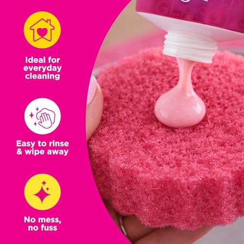 The Pink Stuff Squeezable Cleaning Paste 300g with SQeeZY Scrubber Sponge | Powerful Multi Purpose Surface Cleaner for Kitchen, Bathroom, Cookware, Tiles, Showers, and More - style: Squeezable Cleaning Paste with SQeeZY Scrubber Sponge