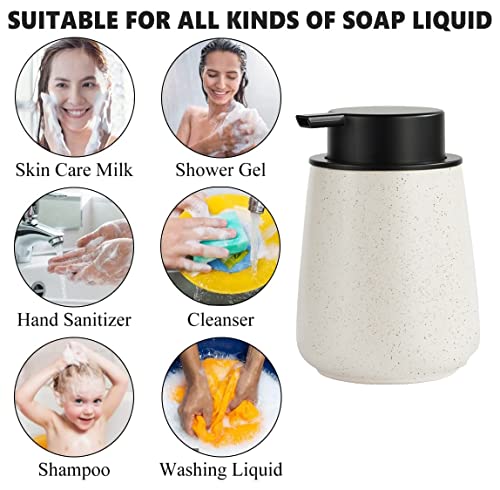 12Oz Hand Soap Dispenser Set - 2 Pack Ceramic Foam Soap Dispenser Set with Easy-to-Press Black Pump, Refillable Mordern Foaming Dish Soap Dispensers for Bathroom & Kitchen (Beige, Foam Pump) - color: Beige Foaming Dispenser