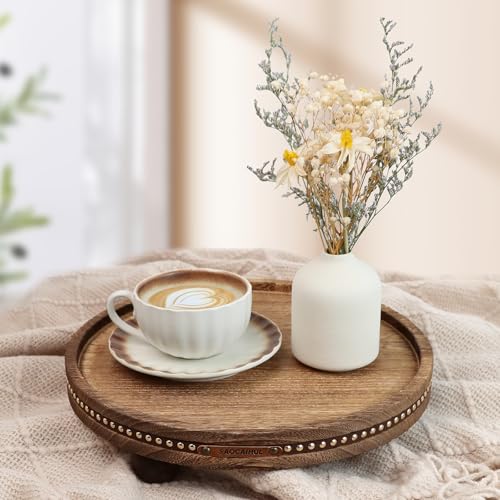 Decor Decorative Round Tray 11.81in for Home Decor for Coffee Table Farmhouse Kitchen Table Living Room Bathroom Centerpiece Tray Decor - color: Rustic