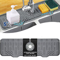 BFONS XL Silicone Faucet Handle Drip Catcher Tray, Gray, 18.1in x 5.7in x 0.79in - size: Grey(1Pack): 18.1"x5.7"