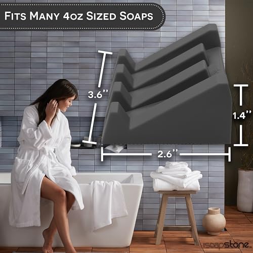 Silicone Soap Dish (USA Patented) Self Draining Bar Soap Holder for Shower Bathroom Sink, Drying Soap Dish Tray Kitchen Sponge Holder Easy Cleaning Soap Saver Mat (Dark Grey, 1) - color: Dark Grey, 1