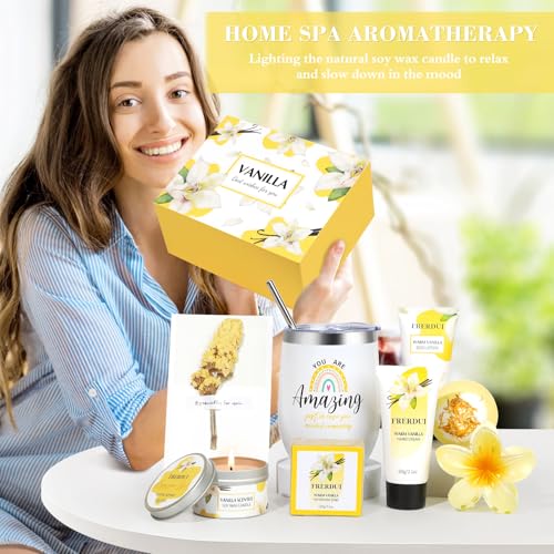Birthday Gifts for Women, Relaxing Spa Gift Baskets for Women, Warm Vanilla Self Care Bath and Body Gift Set Care Package for Her Wife Mom Female Friends Bestie Sister Mothers Day Gifts - color: 8Pcs Warm Vanilla
