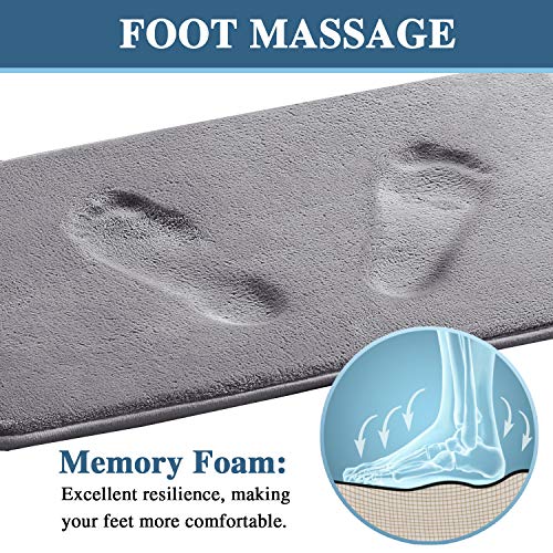 H.VERSAILTEX Bath Mat Memory Foam Set Bathroom Rug Set Flannel Velvety Bath Mat Luxury Extra Soft and Absorbent Non Slip Rugs for Bathroom/Bedroom Washable(Curved Set 20"x 32" Plus 20"x 20"U, Grey) - color: Grey, size: 20" x 32" Plus 20" x 20" U
