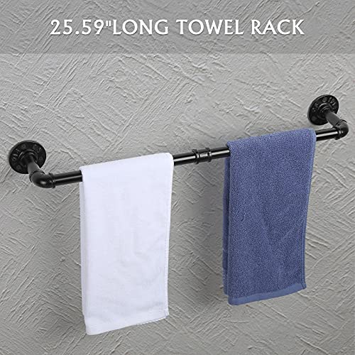 Bathroom Hardware Fixture Set Industrial Towel Bar Sets with Paper Towel Rack Wall Mount Hand Towel Holder Roll Ring Toilet Paper Holder and Pipe Robe Towel Holder Hanger for Farmhouse Home, 7 Pieces - size: 7 Pieces