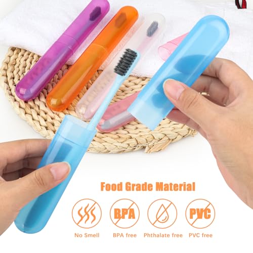 6 Pack Travel Toothbrush Case, Breathable Portable Toothbrush Holder, Plastic Toothbrush Cover Container for Traveling, Bathroom, School, Home, Business, Camping - color: Orange+Pink+Purple+Blue+Lucency(2)