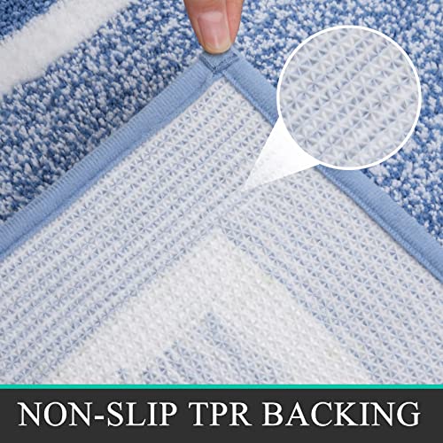 Pauwer Bathroom Rugs Sets 2Pc, Non Slip, Absorbent, Machine Washable, Blue, 18x26+18x48 inches - color: Blue, size: 18"x26"+18"x48"