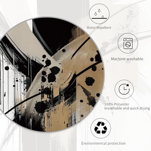 Miyotaa Abstract Modern Minimalist Shower Curtain Set 60Wx71H Inches Neutral Contemporary Brushstroke Aesthetic Art Black Tan Waterproof Bathroom Curtain with 12 Hooks - color: Black Tan Neutral, size: 60"W x 71"L (Pack of 1)