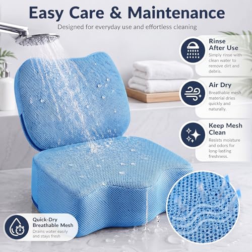 Yerliker 1 Pcs Foldable Hot Tub Booster Seat for Adults, Adjustable 2 Heights up to 6.3", Weighted Booster Seat 3D Air Mesh Hot Tub Accessories Quick Dry Micro Dot Non Slip for Spa Bathtub Pool - color: Blue