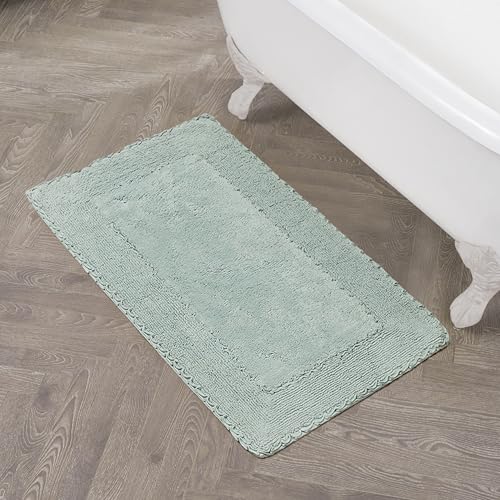 Laura Ashley Ruffle Border Aqua 27"x 45" 100% Cotton Bath Rug - color: Aqua, size: 2'3" x 3'9" (Rectangular)