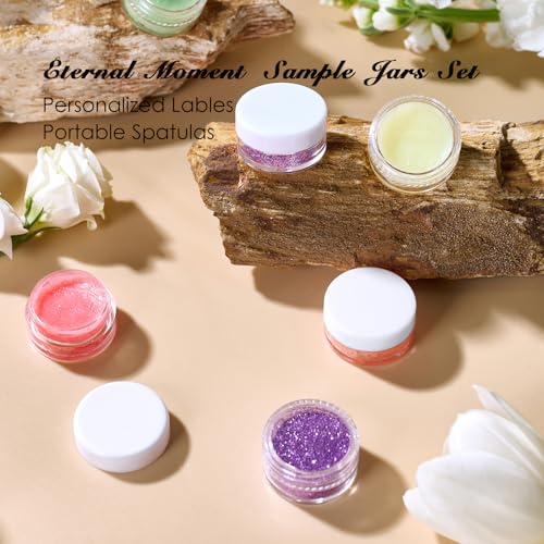 50 Pack 5 Gram 0.17OZ Clear Plastic Containers with White Lids, Small Round Cosmetic Jars Makeup Travel Containers Jar for Cream, Bead, Eye Shadow, Samples, Lotions, Powders, Glitters Lip Gloss - color: White Lid, size: 0.17 Ounce