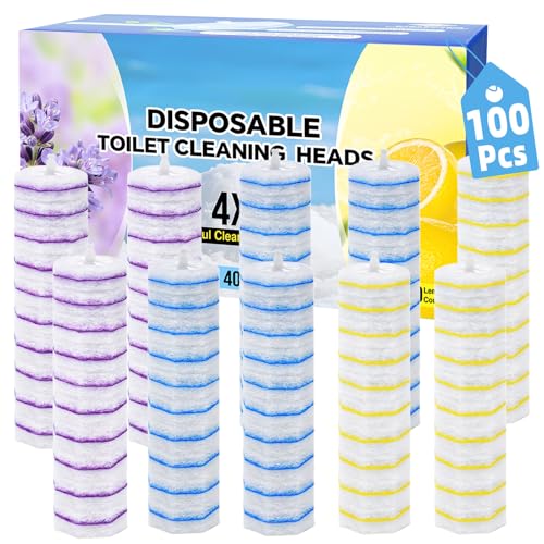 Toilet Bowl Wand Refills for Clorox, Toilet Cleaner Refills,100 Count | Compatible with Clorox Toilet System, Pre-Loaded Cleaner, 3-Layer Scrub Pads, 4X Cleaning Power , Lemon Lavender Scent - size: 1 Count (Pack of 100)