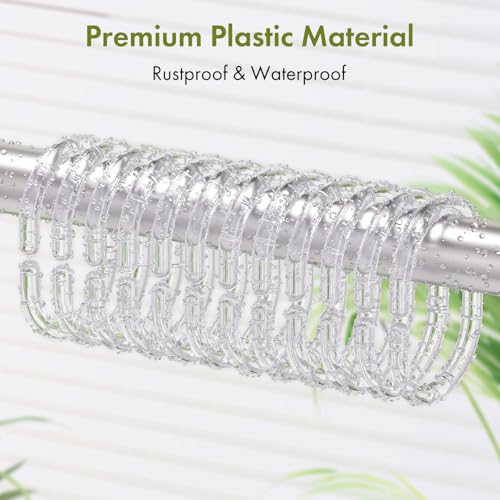 Amazer Shower Curtain Rings, 24 Pcs Plastic Shower Curtain Hooks, Clear Shower Curtain Hooks Rings, Rust Proof Shower Rings C Shaped Shower Hooks for Shower Curtain and Liner Bathroom - color: Clear C-shape, size: 24 Pack