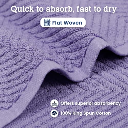 Casa Lino 100% Cotton Bath Mat Set of 2 (NOT A Rug) - 34" x 22" Bathroom Floor Towels - Machine Washable, Soft, Highly Absorbent & Quick Dry Bath Floor Towel (Lavender) - color: Purple