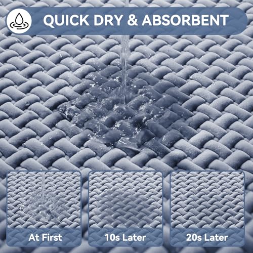 YDKGL Bathroom Runner Rug Non Slip, Super Absorbent Quick Dry Long Bath Mat, Foam Weave Texture Rubber Backing Ultra Thin Bathroom Mats Fit Under Door Bathroom Floor Bathtub Shower, 16"x 47" - color: Blue, size: 16"x 47"