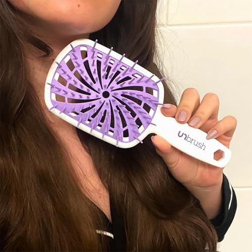 FHI Heat UNbrush Plus — Curly Hair Brush for Gentle & Effective Detangling on Wet or Dry Fragile Hair Types — Detangler Brush w/ 84 UltraFlex Bristles, Ultra-light, Vented, Anti Static Hairbrush - color: Sugar Plum