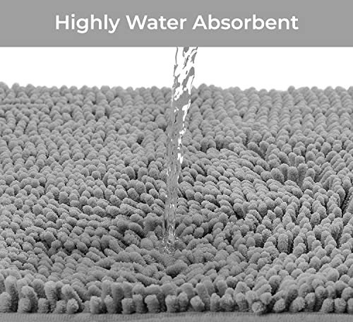 LuxUrux Toilet Rugs U Shaped Washable, Bathroom Toilet Mat, Extra-Soft Plush Bath Bathroom Rug,1'' Chenille Microfiber Material, Super Absorbent Shaggy Machine Wash & Dry (20 x 20 inch, Light Grey) - color: Light Grey, size: 20'' X 20'' U