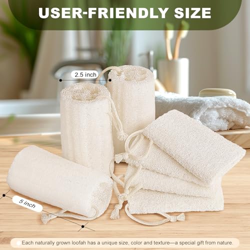 7 Pack Natural Loofah Body Scrubber Sponge, 5 Inches Organic Luffa for Exfoliating & Smooth Skin Cleansing, Ideal for Men & Women, Spa & Shower Use - size: 1 Count (Pack of 7)