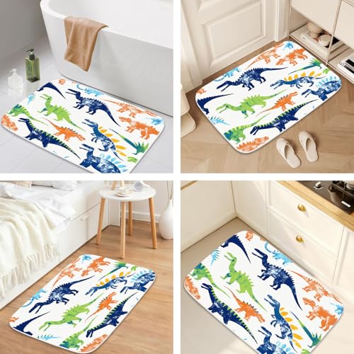 Funny Dinosaur Bath Rugs Cartoon Kids Theme Non Slip Kids Theme Shower Mat Bathroom Decor Door Rug for Bedroom Living Room Bathroom (20x31 inches) - color: Multi Color 13, size: 2'7" x 1'8" (Rectangular)