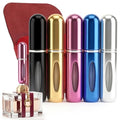 5ml Travel Perfume Bottle Refillable Atomizer Sprayer for Perfume,Leakproof Perfume Atomizer Travel, Portable Refillable Perfume Bottles, (Blue, Black, Pink, Gold, Silver + Leather Pouch) - color: Blue, Black, Pink, Gold, Silver + Leather Pouch