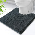 U-Shaped Toilet Rug, Chenille Contour Bathroom Mat, Non-Slip PVC Backing, Machine Washable, 20x20, Dark Grey - color: Dark Grey, size: 1'8" x 1'8" (20"x 20"U)