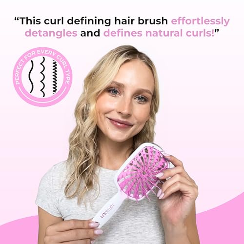 FHI Heat UNbrush Plus — Curly Hair Brush for Gentle & Effective Detangling on Wet or Dry Fragile Hair Types — Detangler Brush w/ 84 UltraFlex Bristles, Ultra-light, Vented, Anti Static Hairbrush - color: Bubble Gum