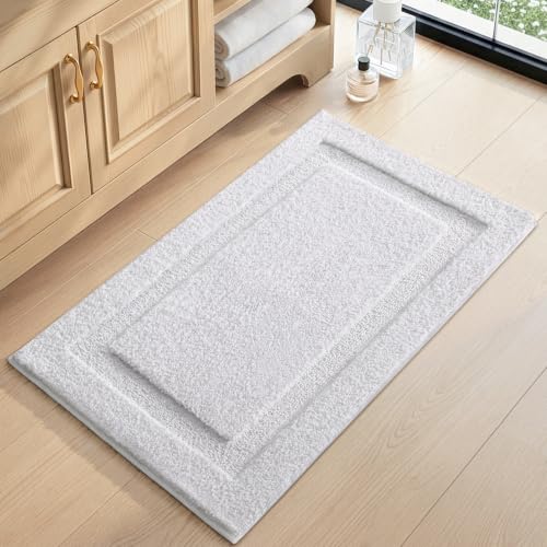 Color&Geometry Non Slip Bathroom Rugs 24x16, Ultra Soft Absorbent Upgraded Microfiber Bath Rugs, Non-Slip Bathroom mat, Washable Plush Bath Mats for Bathroom, Shower, Bathtub, Laundry, White - color: A, size: 16"x24"（small）
