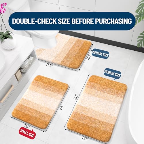 OLANLY Small Bathroom Rugs Mat 24x16, Extra Soft Absorbent Microfiber Bath Rugs, Rubber Backing, Quick Dry, Washable Bath Mats for Bathroom, Tub and Shower, Home Decor Accessories, Golden Yellow - color: Golden Yellow, size: 24" X 16"