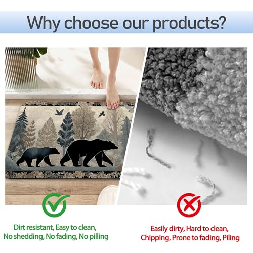 Cute Brown Bear Fast Drying Absorbent Bathroom Mat, Non-Slip Rubber Backing Thin Low-Profile Bath Rug, Easy-Clean Bathroom Floor Mat for Shower, Bathtub, Kitchen, or Entryway - color: Cute Brown Bear