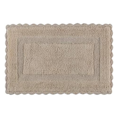 Savi Home Cotton Crochet Bathmat with Antiskid 17x24 Natural Sand, 100% Pure Cotton, Super Soft Linen, Plush & Absorbent, Hand Tufted Heavy Weight Construction, Full Reversible Step Out Rugs - color: Natural Sand, size: 1'5" x 2' (Rectangular)