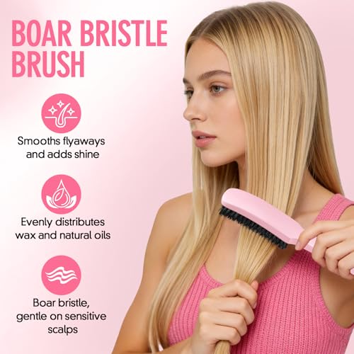 Slick Back Hair Brush for Smooth Flyaways, Frizz, Sleek Ponytail, Buns and Edge Baby Hair | Slickback Brushes Hair Comb, Edge Brush, Teasing Brush Styling Accessories for Girls, Kids, Women & Men