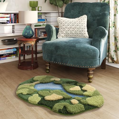 DEXI Moss Bath Mat, Ultra Thick Soft Green Bathroom Rug, Water Absorbent Non Slip Microfiber Rugs for Shower Floor, Sink, Bedroom, Home Accessories Decor, 43x24, Moss Green - color: Green Moss-medium