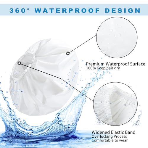 Extra Large Shower Cap 2 PCS Waterproof Shower Caps for Women, Super Jumbo Shower Cap, Reusable Super Large Bath Caps Hair Cap for Long Thick Curly Hair, Locs, Twist Braids - Green + White - color: Green + White