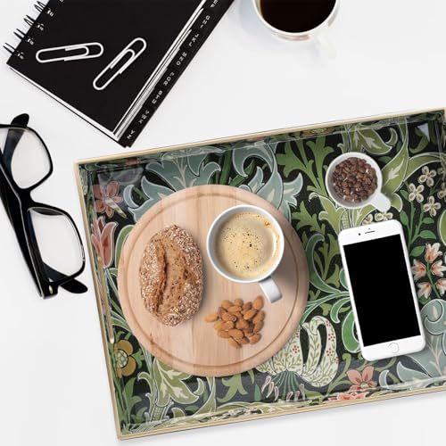 Spsyrine Serving Tray with Handles, Plastic Decorative Tray for Coffee Table, Living Room, Home Decor, Golden Lily - color: Multi a