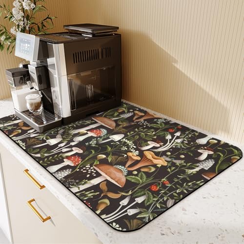 24.5" x 15.5" Dish Drying Mat & 24" x 5.5" Sink Splash Guard, Super Absorbent Drainer Rack Mat for Kitchen Counter Coffee Bar - color: Black, size: 23.5"*15.5*+24"*5.5"