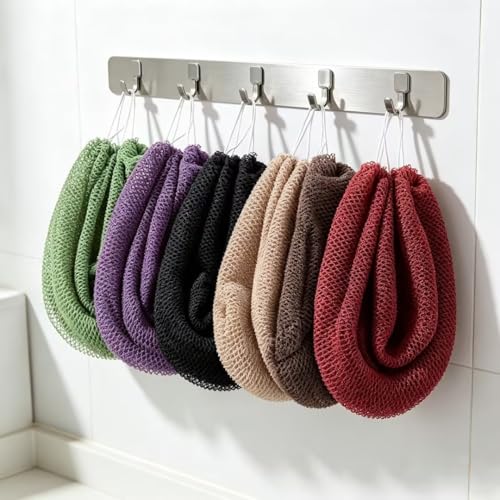 Exfoliating Bath Towel Set for Women Strong Cleaning Back Scrubber - color: Cyan