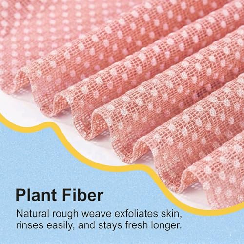 2 Pack Exfoliating Washcloth Towels - Exfoliating Body Scrubber Exfoliator, Back Scrubber for Use in Shower Bath, Japanese & Korean Scrub Wash Cloths, Loofah Lufa Sponge Washer for Women Men - color: Pink