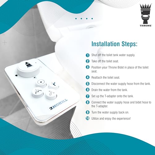 Throne Bidet Attachment for Toilet – USA Patented - Non-Electric Self Cleaning Cold Water Sprayer Double Nozzle (Frontal & Rear Wash) Bidet Toilet Seat Attachment, Easy Install (White) - color: White/White
