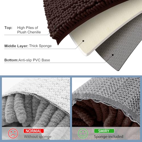 Smiry Luxury Chenille Toilet Rugs U-Shaped 20x20, Soft Absorbent Non-Slip Contour Bathroom Rugs for Toilet, Machine Washable Contoured Bath Mats, Brown - color: Brown, size: 20" X 20" Contour Rug