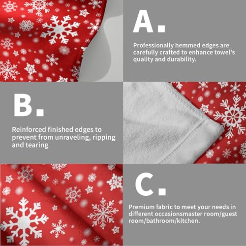 Miaoquhe Winter Snowflakes Bath Towels for Bathroom Set of 2 Winter Hand Towels 14”x28” Xmas Hand Towels for Bathroom Soft Absorbent Washcloths Towel Christmas Decorative Towel for Home Hotel Spa Gym - color: Christmas Red Snowflakes