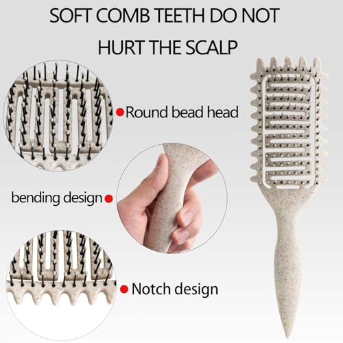 Curl Defining Brush for Curly Hair, Vented Detangling Hair Brush for Wet and Dry Styling, Curved Brush for Shaping and Smoothing Curl Clumps, Lightweight Hair Brush (Green Purple) - color: Green Purple