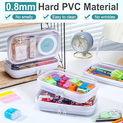 Sanwuta 10 Pcs Hard Zipper Case Clear Hard Pouches Plastic Zipper Pencil Box Toy Storage Bins Portable Plastic Containers for Travel Toiletry Office Cosmetic Blocks Puzzles Organizer (S) - size: S