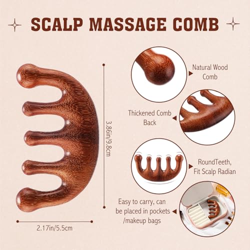 LemonRoad 12 Pack Wooden Scalp Massager Natural Sandalwood Wide Tooth Combs Wooden Head Scalp Massage Combs Bulk for Hair Growth Hair Care(Classic) - style: Classic